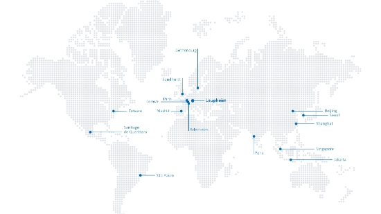 World map on which Uhlmann's locations are marked