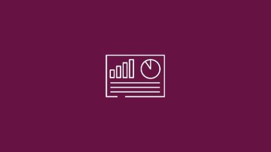 White dashboard icon with charts on a berry‑colored background symbolizing materiality assessment.