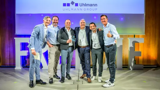 Bastian Brinkmann, Stefan Traub, Mario Rometsch and Serhat Toykan with the FREDDIE award