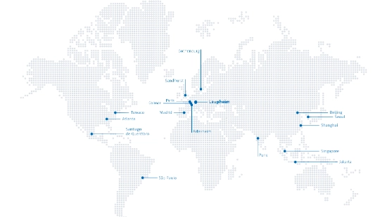 World map on which Uhlmann's locations are marked