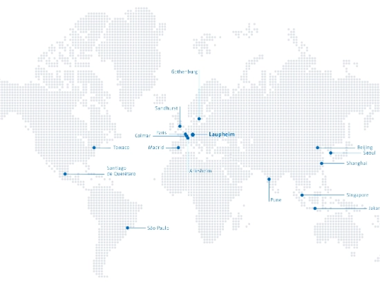 World map on which Uhlmann's locations are marked