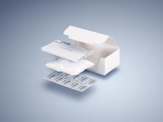 Photo of a box with blister pack and leaflet