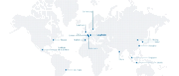 World map on which Uhlmann's locations are marked