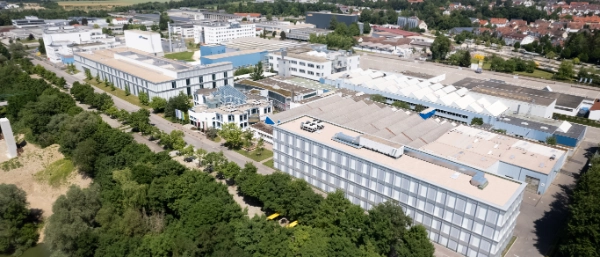 Aerial view of industrial buildings